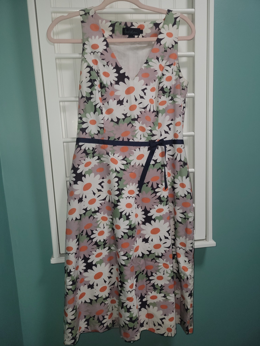 Boden Floral Dress with Pink, Orange and Green Accents UK 10/US 6